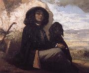 Gustave Courbet Self-Portratit with Black Dog oil painting reproduction